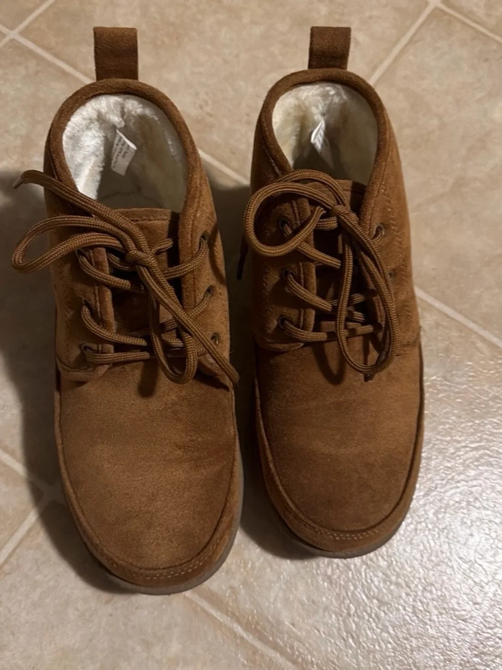 Kids Suede Lace-Up Ankle Boots in Brown